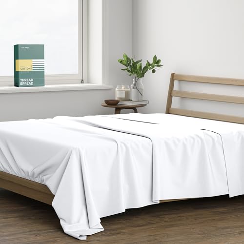 Organic Cotton King Flat Sheet - Crisp Percale Weave Bedding, White