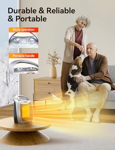Portable Ceramic Space Heater with Thermostat & Safety Protection
