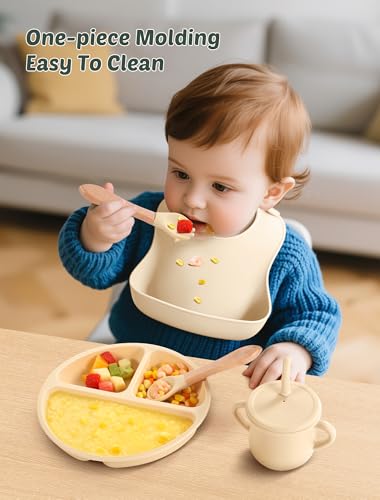 24-Piece Silicone Baby Feeding Set with Suction Plates and Bibs