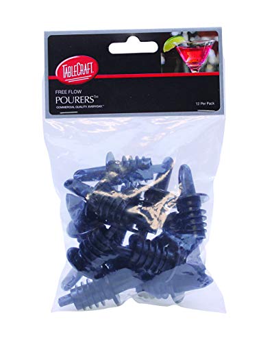 Black Free Flow Liquor Bottle Pourers - 12 Pack Plastic Drink Spouts