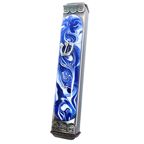 4-Inch Handcrafted Art Glass Mezuzah Case, Weatherproof Indoor Outdoor Mount
