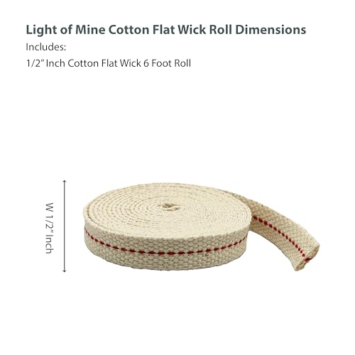 1/2 Inch 100% Cotton Flat Oil Lamp Wick Roll - 6 Foot Replacement Wick