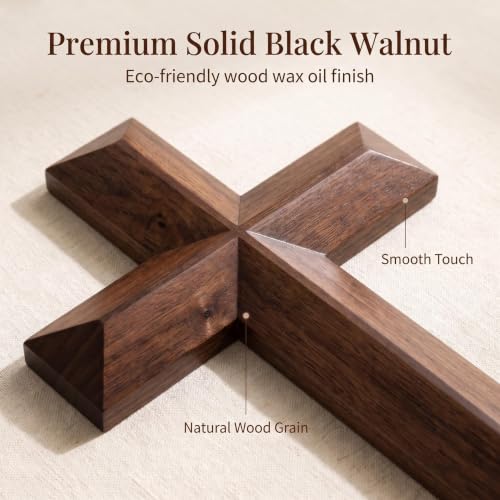 13-Inch Solid Black Walnut Wood Wall Cross - Christian Home Decor