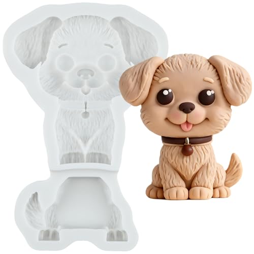 QDMOLDS Sitting Puppy Dog Silicone Fondant Mold – Non-Stick Candy & Cake Topper