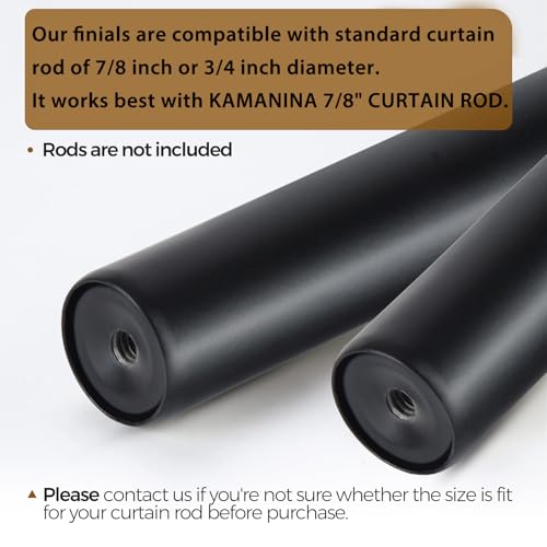 Modern Round Curtain Rod Finials, Decorative End Caps for 3/4 & 7/8 Inch Rods