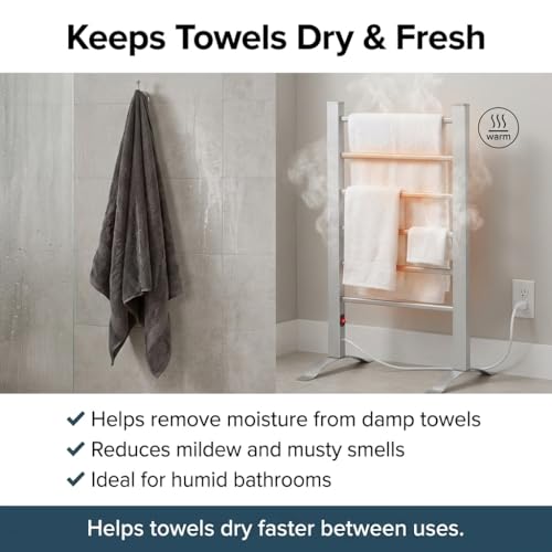 6-Bar Electric Heated Towel Rack - Wall Mounted or Freestanding Dryer