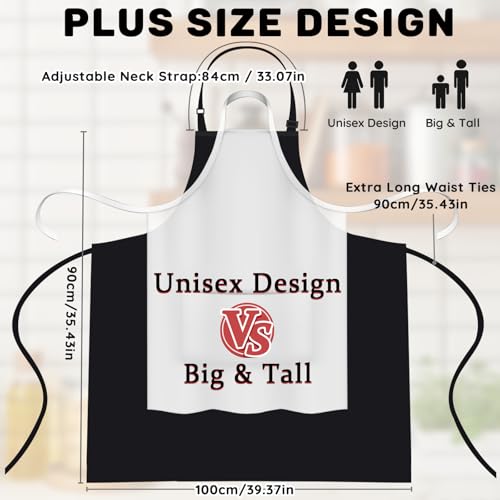 2-Pack Extra Large Waterproof Cooking Aprons with Pockets, Adjustable Bib
