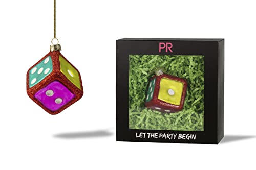 Party Rock Dice Glass Ornament - Entertainment Collection, 2-Inch Decorative Gift