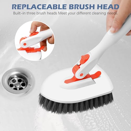 3-in-1 Shower & Tile Scrubber Brush with Extendable Long Handle