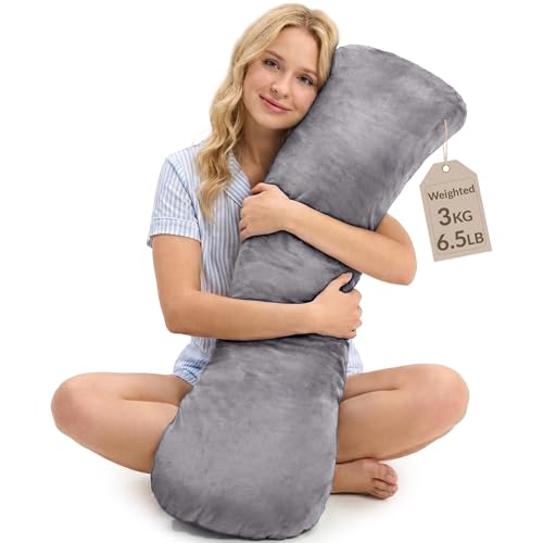 Weighted Body Pillow for Adults - 6.5lbs (41" x 12") for Stress Relief