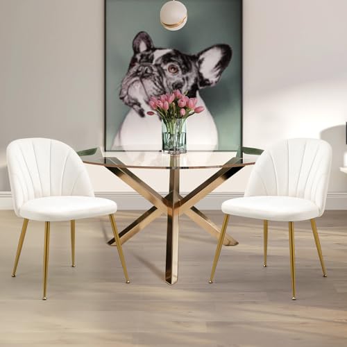 Set of 4 Velvet Dining Chairs, Mid-Century Modern Upholstered Kitchen Chairs