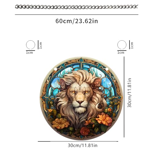 Acrylic Lion Window Hanging Decoration - Vibrant Stained Glass Style