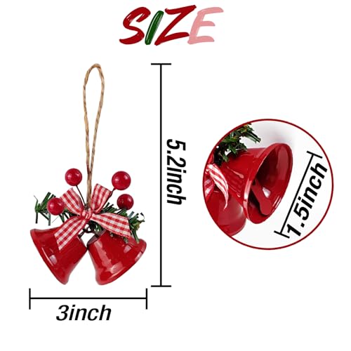 TIHOOD 18pcs Red Christmas Bell Ornaments for Holiday Decor