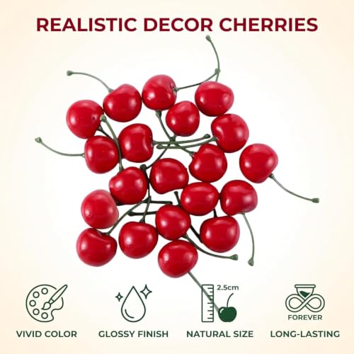 20 Pcs Artificial Red Cherries - Lifelike Fruit Decor for Home & Party