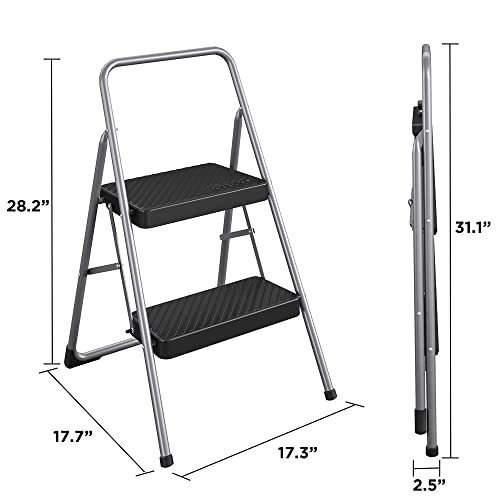 2-Step Household Folding Step Stool, Lightweight Non-Slip Utility Stool