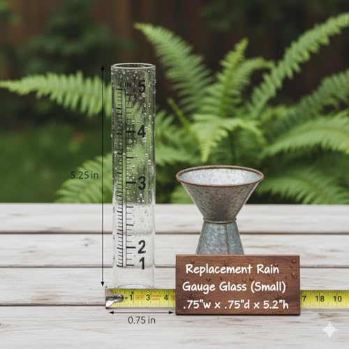 Small Replacement Rain Gauge Glass - 5.25" Height