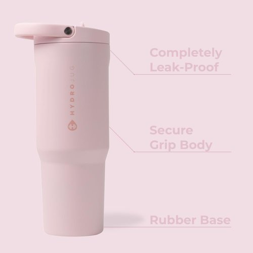 HydroJug Sport - 32oz Stainless Steel Tumbler with Straw | Vacuum Insulated & Leakproof - Pink Sand