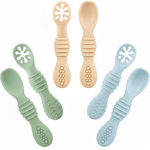Silicone Baby Feeding Spoons 6-Pack for Self-Feeding and Weaning
