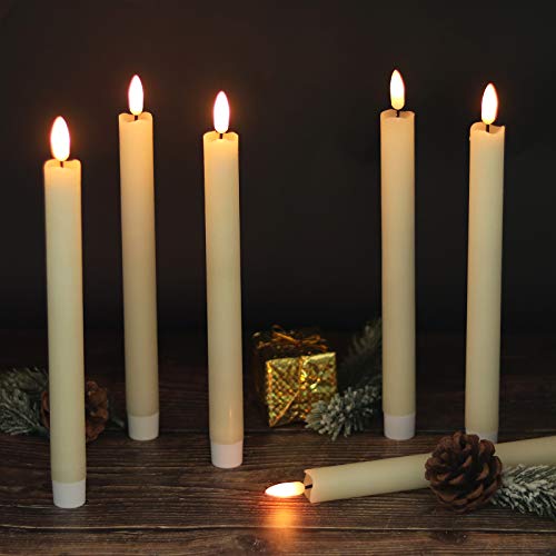 Wondise Ivory Flameless Taper Candles with Timer - 3 Pack Real Wax LED Candles