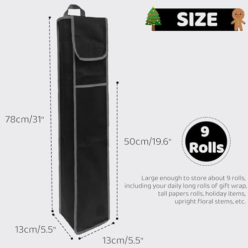 Wrapping Paper Storage Bag 31 Inch Gift Wrap Organizer with Pocket