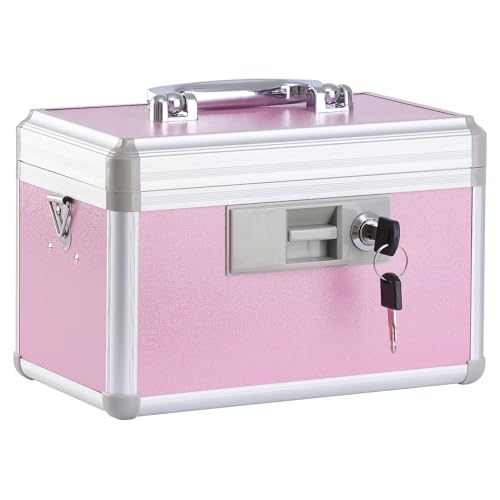 Locking Medicine Storage Box, Aluminum First Aid Case with Shoulder Strap