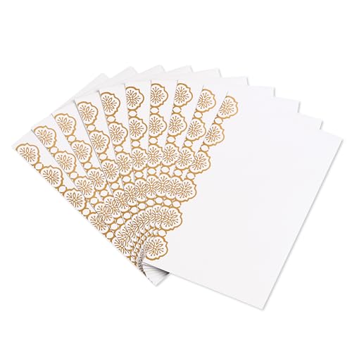 American Greetings White & Gold Gift Envelopes (10 Count) for Weddings, Christmas & Special Occasions