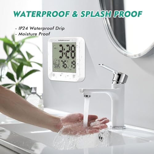 Waterproof Digital Shower Clock with Countdown Timer and Temperature Monitor