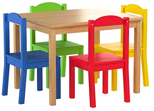 Toddler Table and 4-Chair Set - Sturdy Wood Activity Furniture for Kids