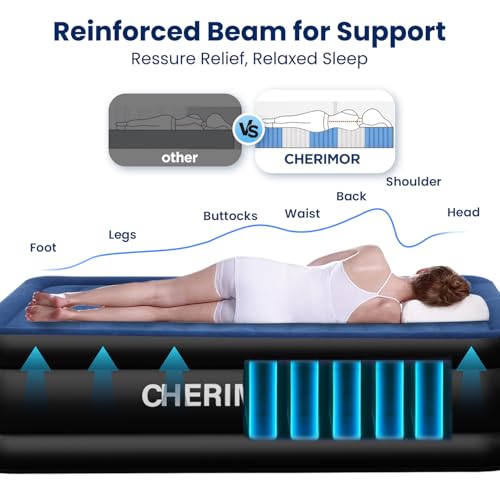 Twin XL Air Mattress with Built-in Pump, 80" Length, 18" Raised Comfort