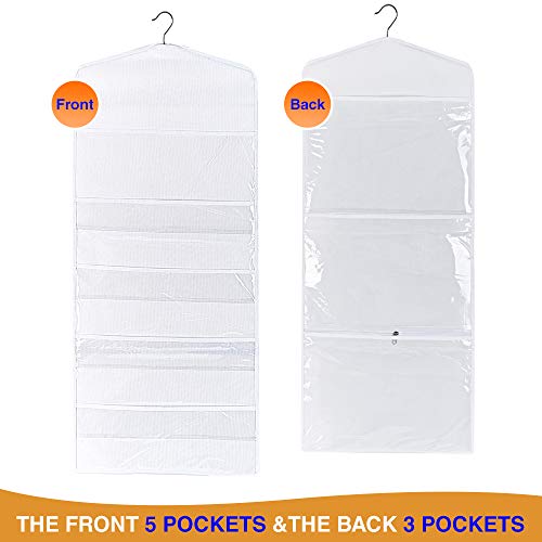 Hanging Double-Sided Gift Bag Storage Organizer with Pockets White
