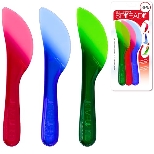Plastic Butter Spreader Knife Set 3-Pack, Extended Reach Reusable Spreaders