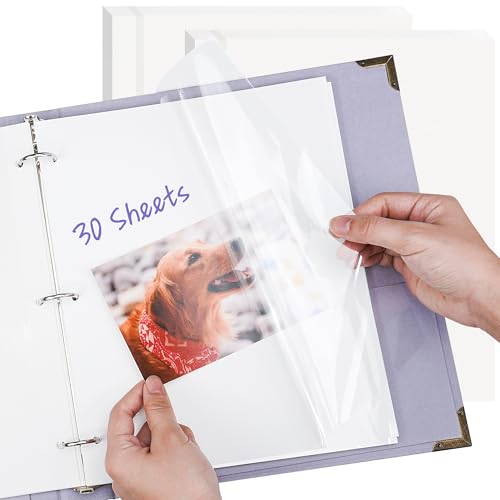Self-Adhesive Photo Album Refill Pages for 3-Ring Binders, 30 Sheets