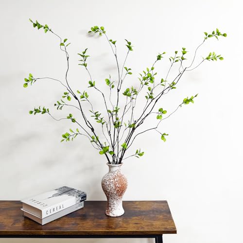 47-Inch Artificial Ficus and Eucalyptus Stems - 4 Pack Faux Greenery