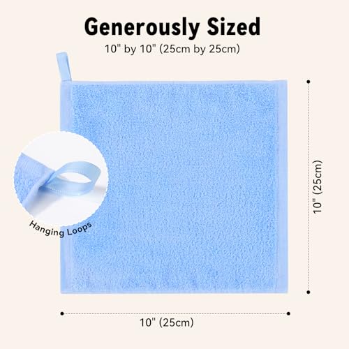 10-Pack Bamboo Rayon Washcloths, Ultra-Soft Absorbent Face Cloths 10x10