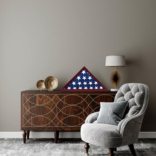Solid Wood Burial Flag Display Case for 5'x9.5' American Veterans Flag