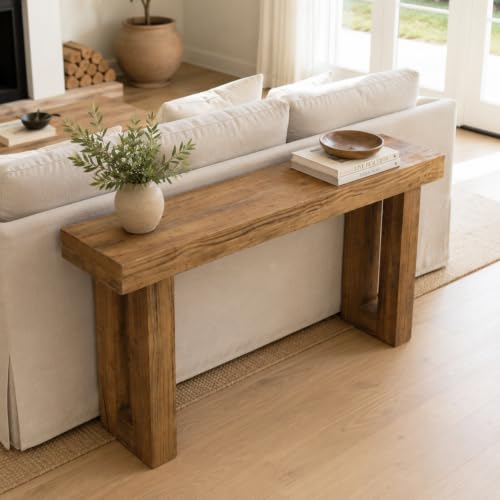 59-Inch Reclaimed Solid Wood Console Table, Rustic Farmhouse Entryway Table