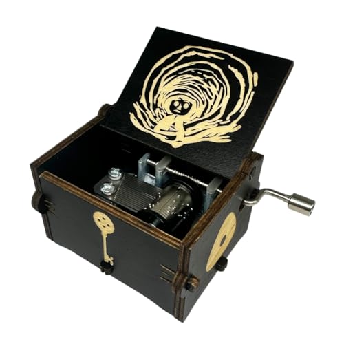 Engraved Wooden Hand Crank Music Box - Decorative Keepsake Gift