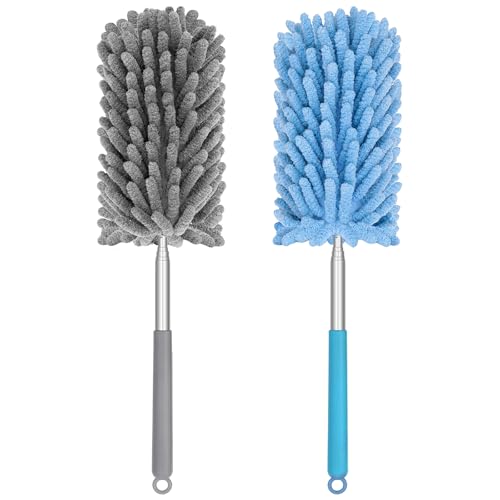 360° Bendable Microfiber Mini Duster with Extendable Pole, 10-30 Inches