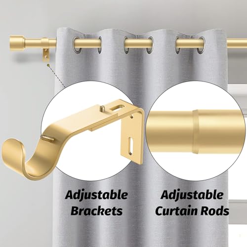 Adjustable Heavy Duty Gold Curtain Rod 66 to 120 Inch Window Set