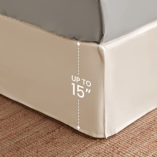 King Size Pleated Bed Skirt - 15 Inch Drop Tailored Easy Fit Bedskirt