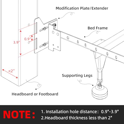 Full to Queen Headboard Conversion Kit - Adjustable Frame Brackets, 2-Pack