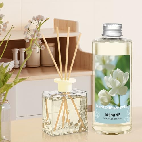 Jasmine Reed Diffuser Oil Refill 200ml with 6 Sticks for Home Fragrance