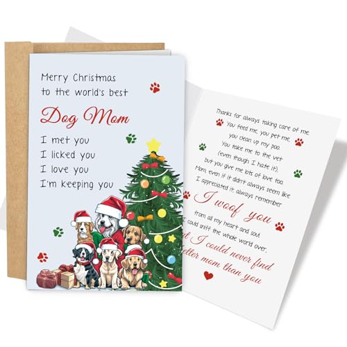 Naixiwen Dog Mom Christmas Card - Heartfelt Holiday Greeting for Pet Owners