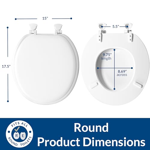 Padded Round Toilet Seat, Cushioned Soft Vinyl with Wood Core, White