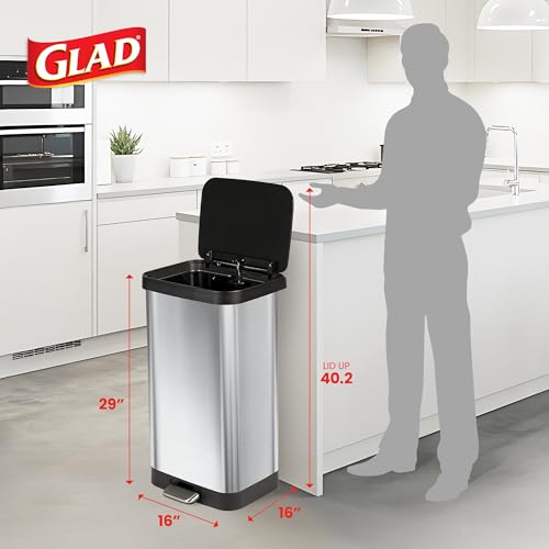 20-Gallon Stainless Steel Kitchen Trash Can with Soft Close Lid