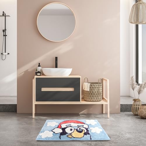 Bluey Kids Bath Rug 20 x 30 - Non-Slip Tufted Plush Mat with Latex Backing, Official Licensed Blue - Bluey