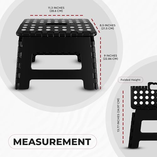 Utopia Home Folding Step Stool 9 Inch Anti-Slip Black 300 lbs Capacity