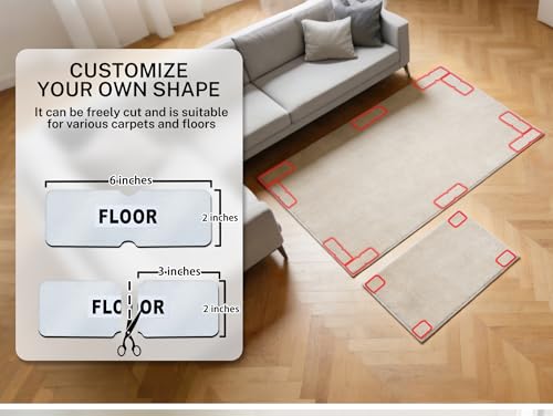 Reusable Non-Slip Rug Tape Grippers for Hardwood Floors, 12-Pack