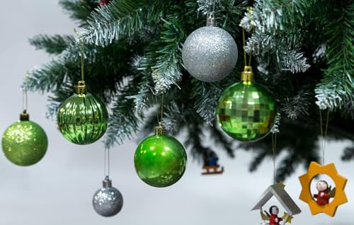 28ct Shatterproof Mini Christmas Ball Ornaments - 1.57 Inch Lime Green