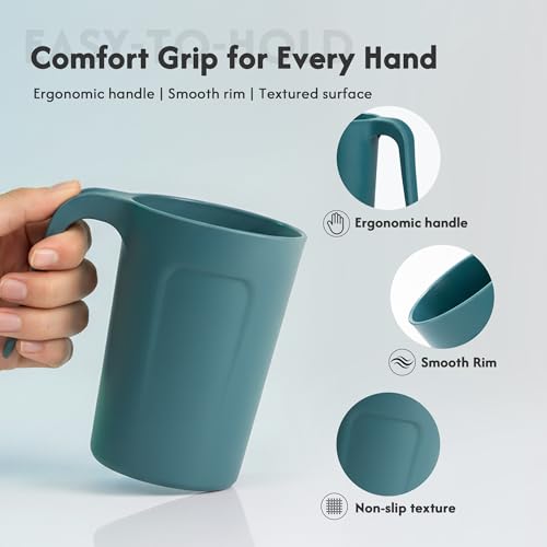 Reusable 12oz Plastic Coffee Cups Set of 4 - Unbreakable BPA-Free Drinkware